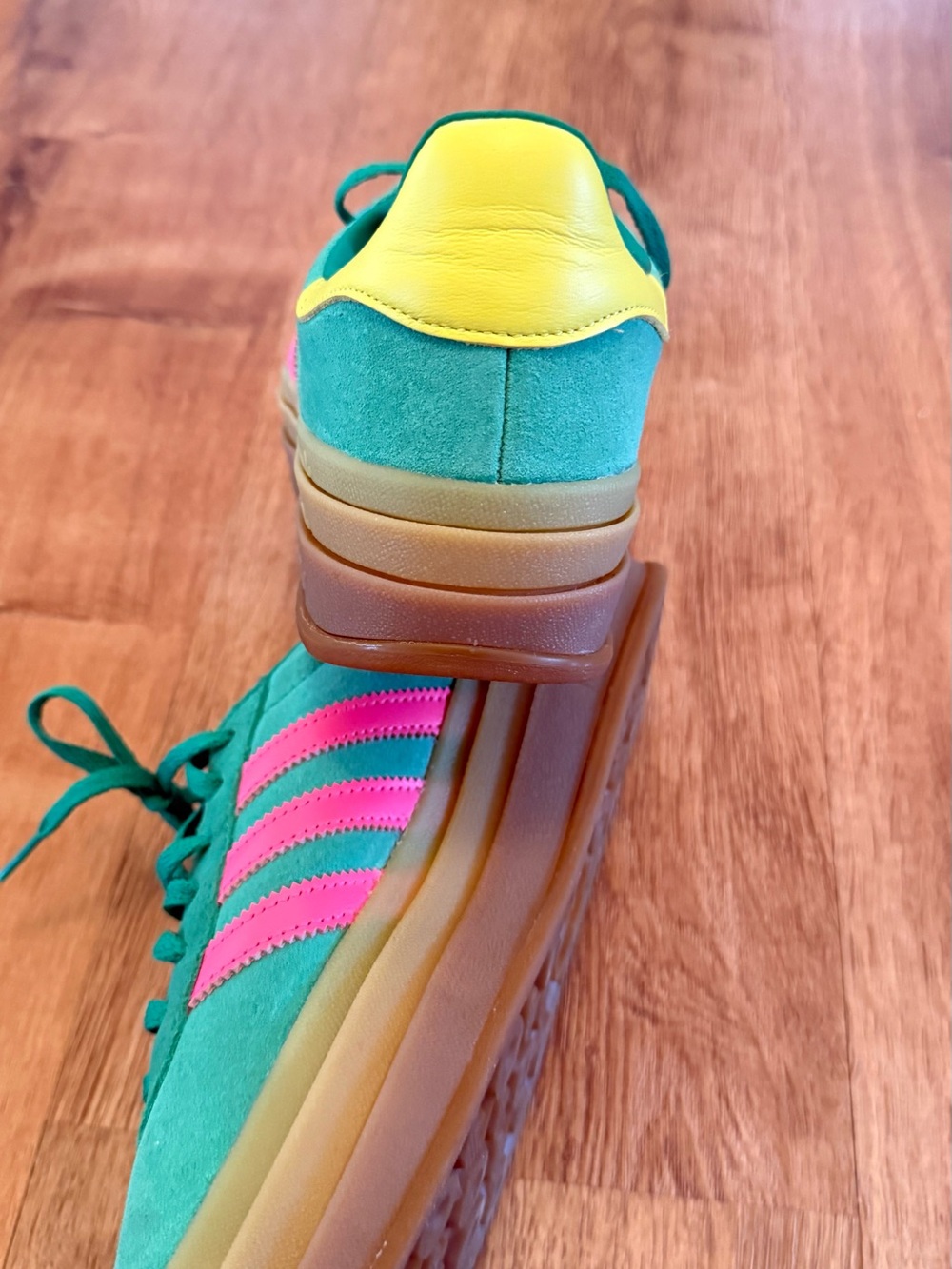 Adidas Gazelle Chunky Outsole Sneaker Pink and Green with a touch of yellow - Picture 3 of 6
